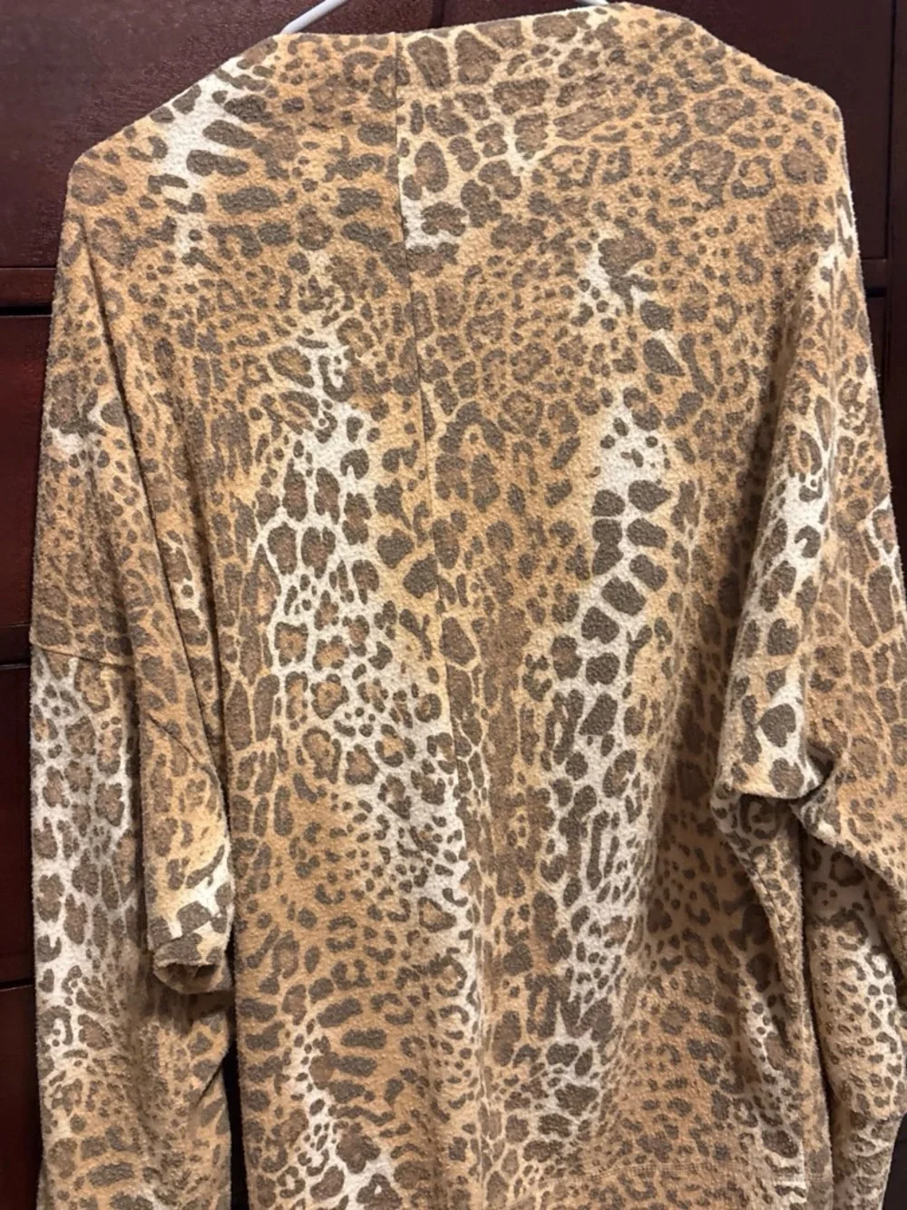 Women's Leopard Print Pullover Sweatshirt - Brown